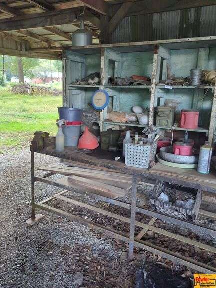 Workshop Contents: Shelves, Worktable, Assorted Items image