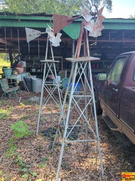 Pair of Decorative Windmills image
