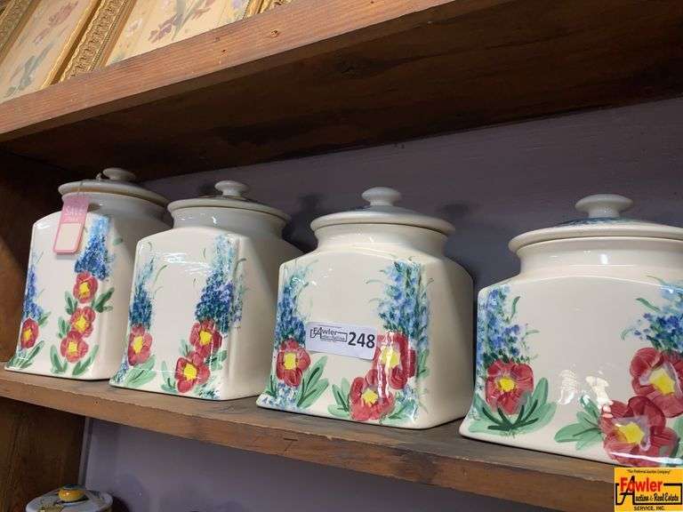 Set of Ceramic Canisters with Floral Design image