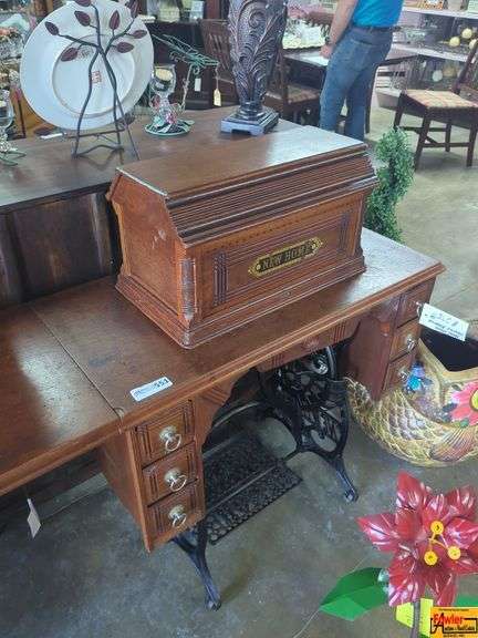 New Home Treadle Sewing Machine in Cabinet image