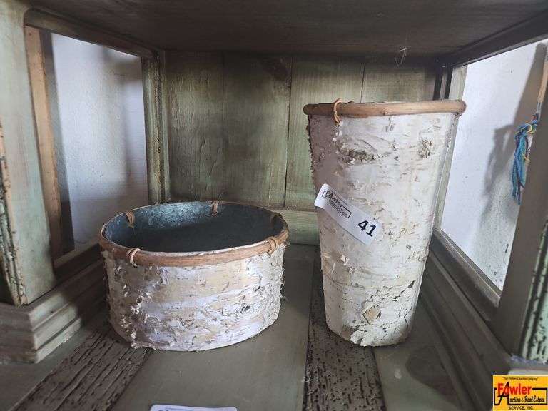 Rustic Birch Bark Decorative Vessels - Set of 2 image