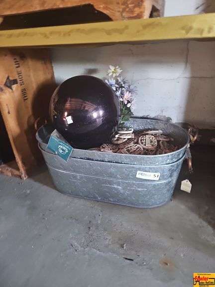 Decorative Lawn Orb, Metal Tub & Wood Medallions image