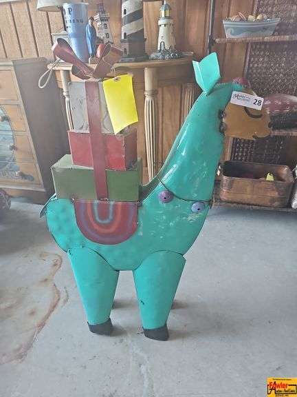 Metal Llama Sculpture with Gift Boxes image