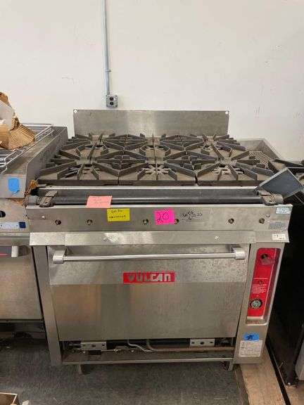 Vulcan 6 Burner Range - Missing Parts and Risers - 34in x 35in x 3ft