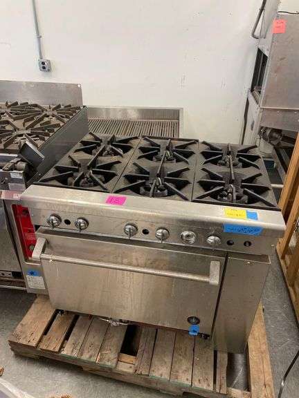 Imperial Six Burner Range - Model No. IR6 - 3ft x 28in x 30in - Missing Parts and Riser