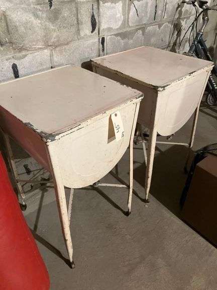 Two Metal Wash Basins On Wheels 20 x 21 x 33in