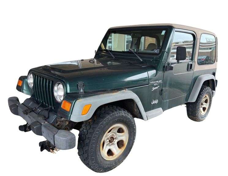 2001 Jeep Wrangler Sport - Only 6,602 Miles - 4.0L - 4x4 - Hard Top - Tow Hitch - Plow Brackets - VIN: 1J4FA49S91P331150 - Needs Battery, Missing 2nd Gear, Hole In Frame - Only used for plowing campus