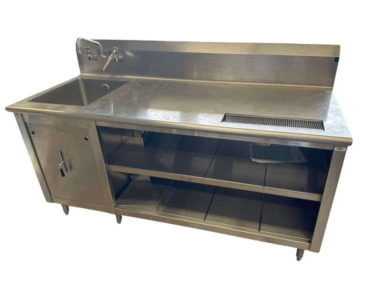 Stainless Steel Prep Table w/ Sink and Drain - 70in x 30in x 44in