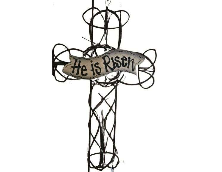 He Is Risen Grapevine Cross 25 in. x 15 in. image