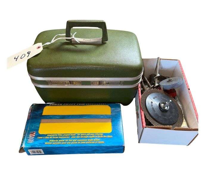 Vintage Corded Drill With Bits - Powered Feliet Knife- Drill Bit Assortment image