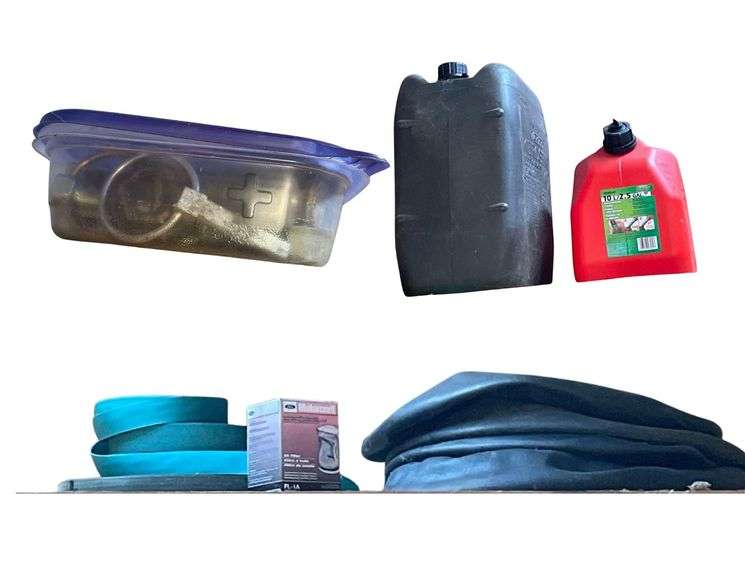 All Items on Rafter Of Shed 5 Innertubes 3 Tow Straps 2 Gas Cans image