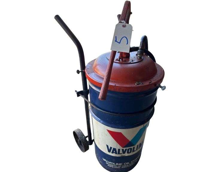 Vintage Valvoline Gear Oil Drum w/ Dolly & Pump image