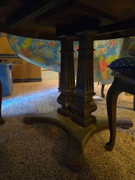 Small 4 Chair Dinette Set Approx 42" Diameter. Protective Pad Included. Contents on Top of Table Not Included. image