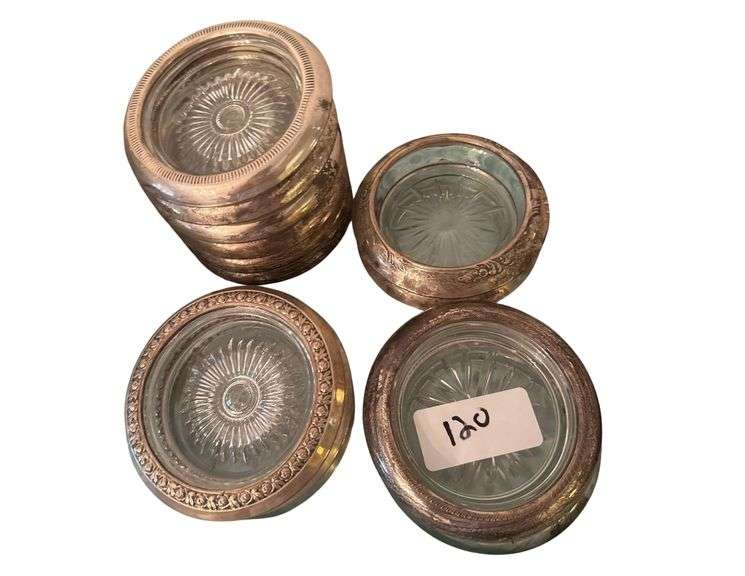 2 Sets of Silver over Glass Coasters image
