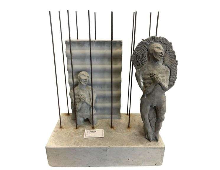 "The Gathering" - Mixed Media Cement Sculpture - 20" x 10" x 25"