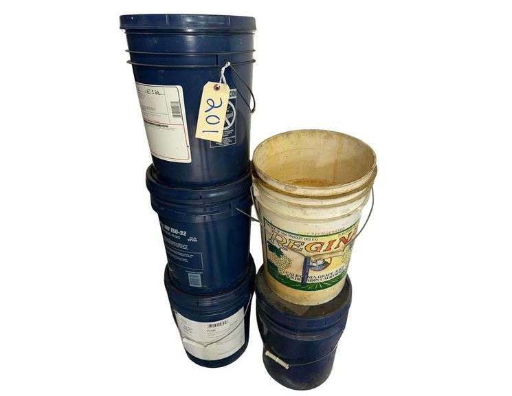 5 Gal. Buckets of ISO-32 Hydraulic Fluid - SAE 80W-90 Gear Lube - SAE-30 Engine Oil - Dexron Transmission Fluid - Full image