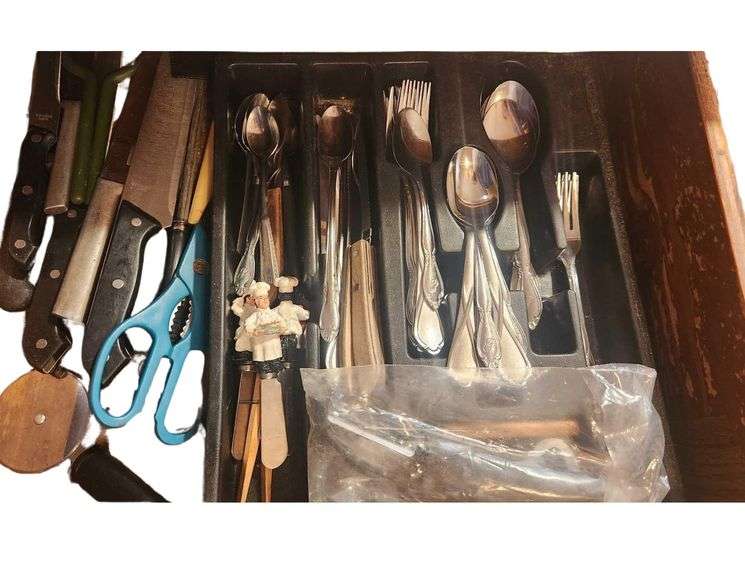 Drawer of Stainless Steel Flatware - Kitchen Utencils image