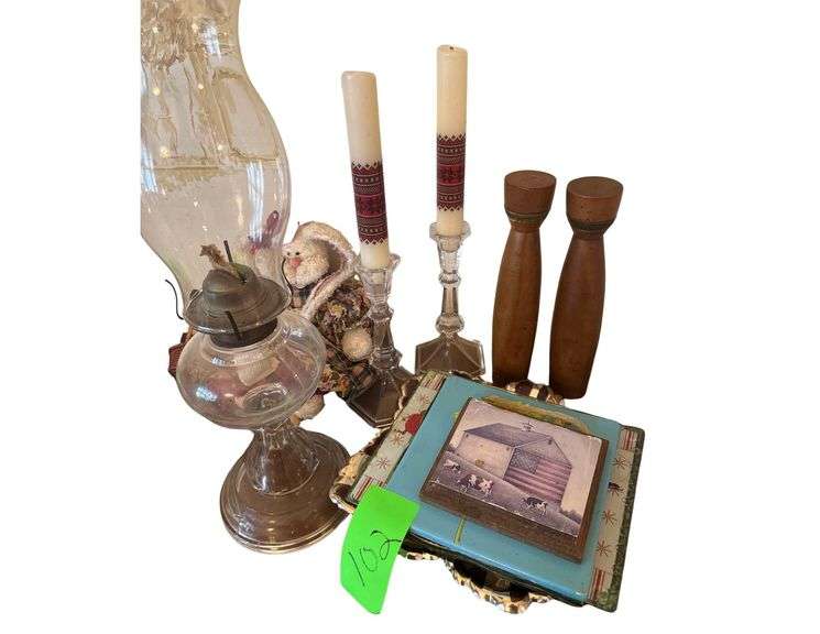 Candle Holders - Oil Lamp - silver Plated Serving Tray Etc. - Bunny Not included image
