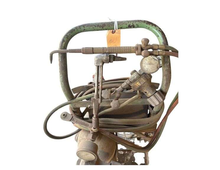 Oxygen & Acetylene Tank Cart w/ Acetylene Tank - Torch Tip - Gauges image