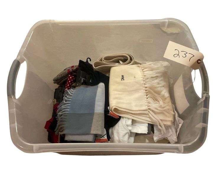 Bin full of Scarves and Mens Items - Step Stool - Hamper image