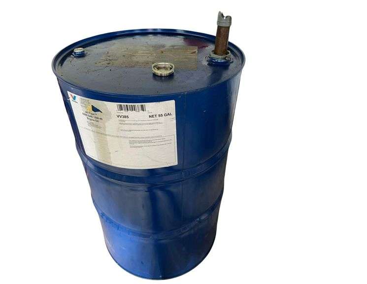 Two 55 Gal. Drums - 1 SAE 15W-40 - 1 Unknown - Almost Empty image