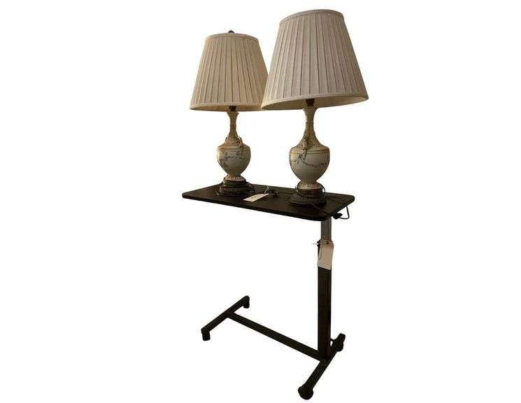 Pair of Vintage Lamps on Rolling Stand image