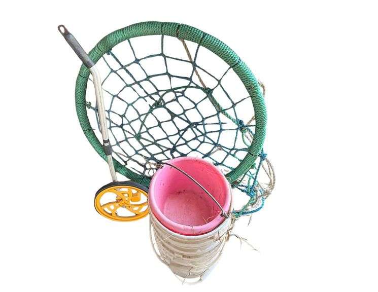 Stack of Buckets, CH Hanson Measuring Wheel, & Rope Swing image