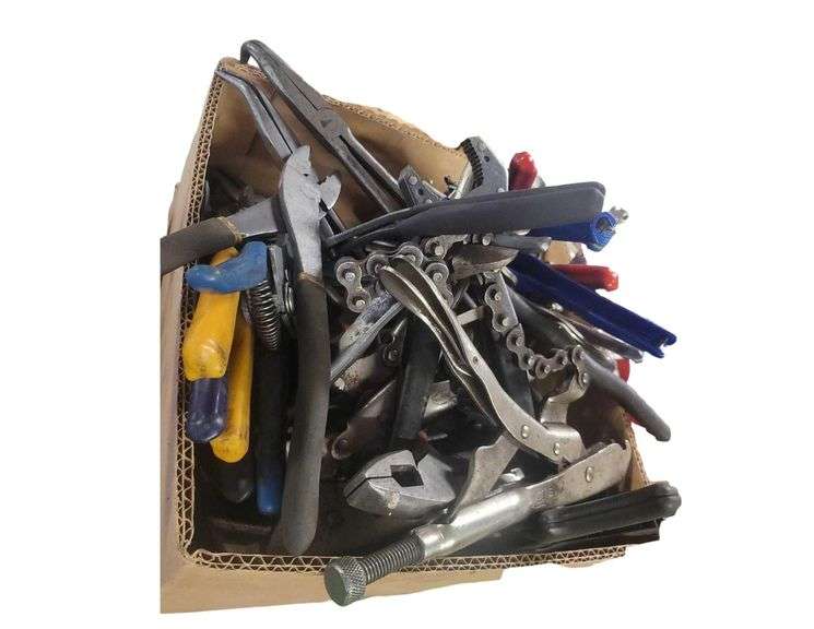 Box of Misc. Pliers and Other Tools image