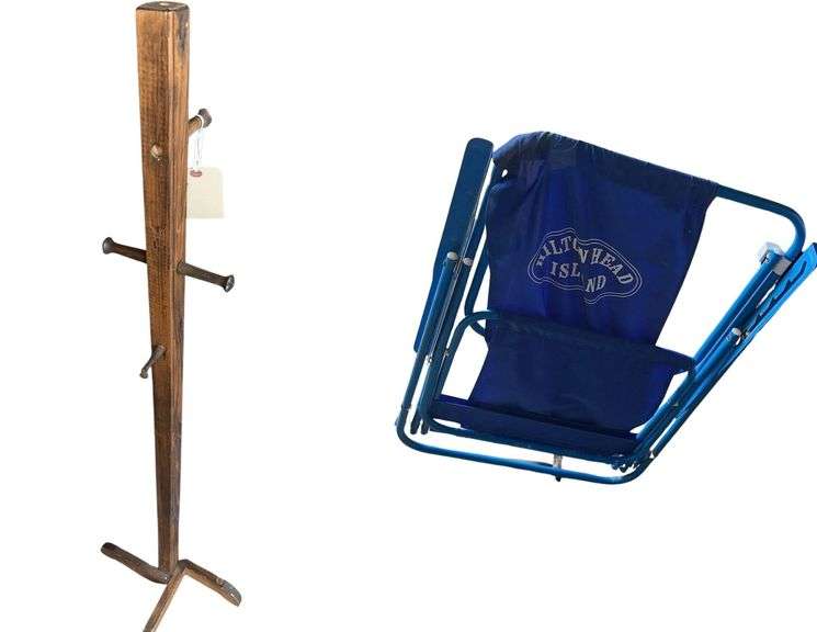 Hilton Head Island Beach Chair - 4 ft. H. Vintage Wooden Coat Rack image