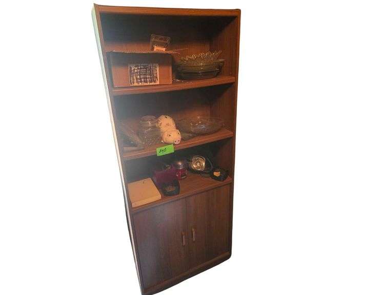 6' Bookcase Stand Contents Included - Various Glassware - Flashlights image