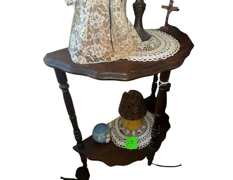 Vintage Wooden End Table - 24" Tall image