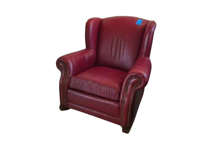 Leather-Like Cushioned Rocking Chair. Burgundy Color Approx 37 in. W x 33 in. D image
