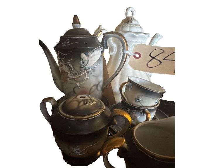 Japanese Moriage Dragon Ware Tea Set and Ceramic Tea Pot image