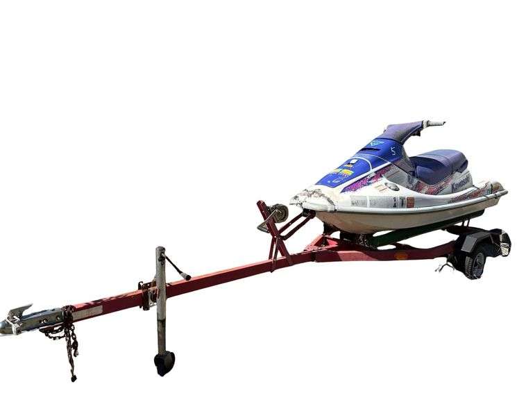 1998 Kawasaki 750 SS Jet Ski (VIN#: KAW83625I293) - Northern Tool Trailer (VIN#: 56T037377) - Has Both Titles - DBX Adult L/XL Life Vest image
