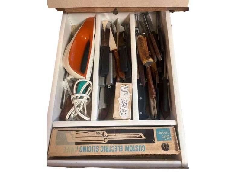 Drawer Lot of Knives and Kitchen Utensils image