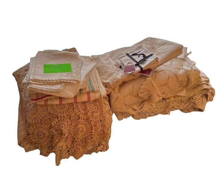 Various Needlework and Crochet Blankets, Bedspreads, Tablecloths  Etc. image