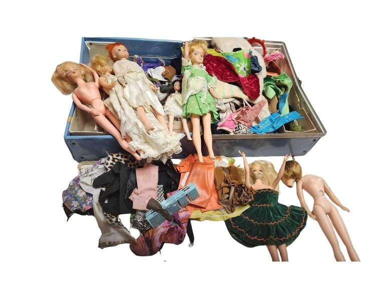 Barbie Case with barbie and misc. Dolls and clothes image