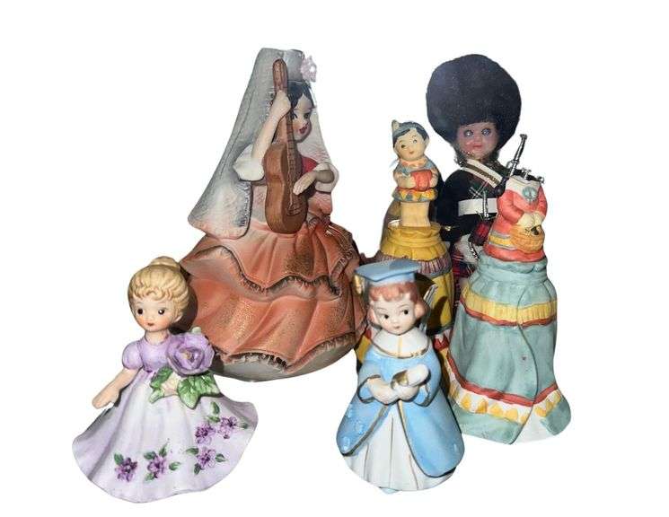 Porcelain Figurines, Music Box, and Bell - Tallest 6" image