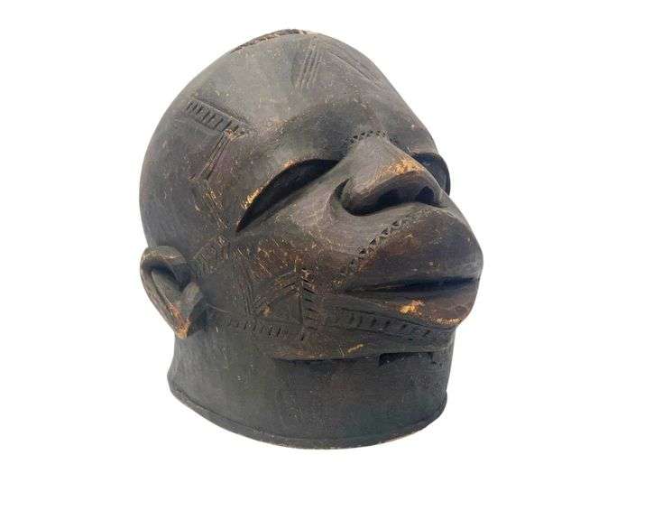 Wooden Makonde Lipiko Helmet Mask of the Makondo People of Tanzania - 7.5" Tall