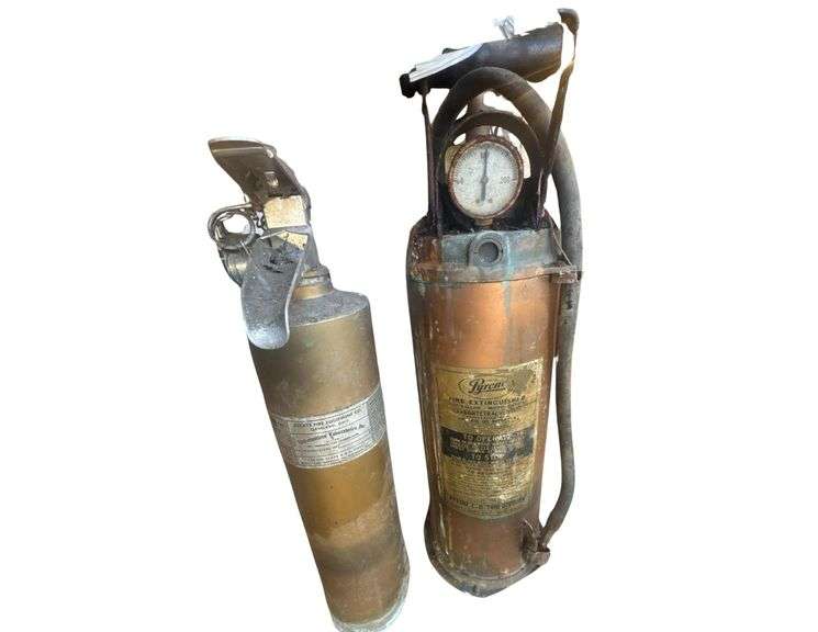Pair of Vintage Brass Fire Extinguishers image
