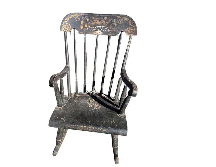 Very Old Childs Wooden Rocking Chair Seat 10 Inches off Ground image