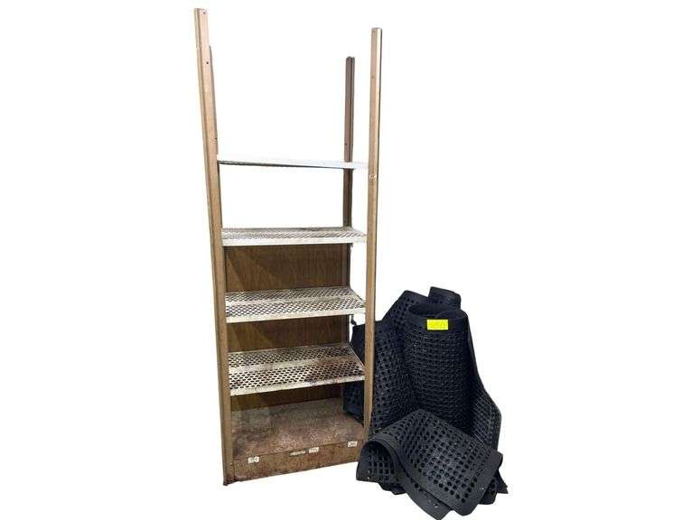 Metal Shelf 24x12x84 Inches and 4 Rubber Bar Mats 36x48 Inches image