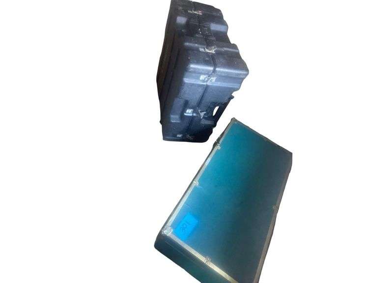 Steamer Trunk 30x18x12 Inches along with a Black Plastic Case 24x12x25 Inches image