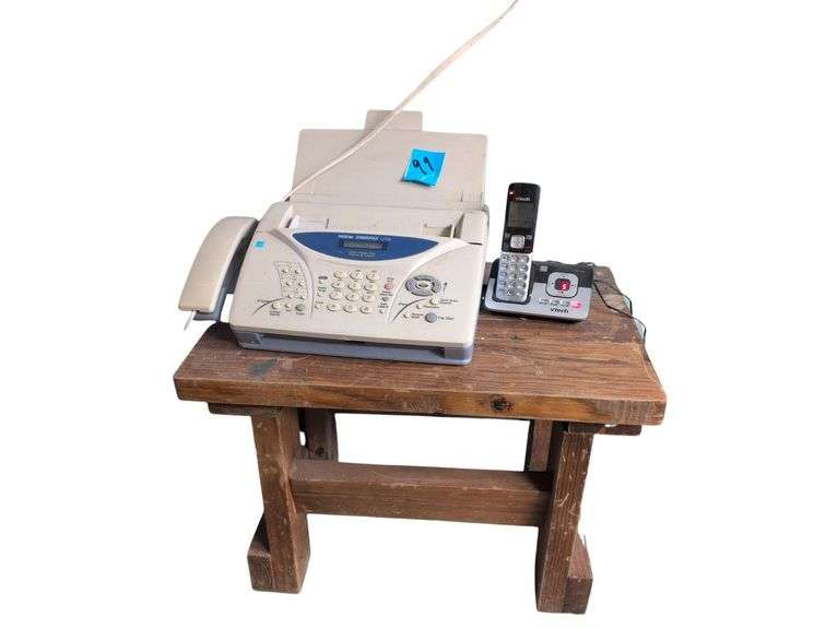 Fax Machine, Telephone, and Small Table image