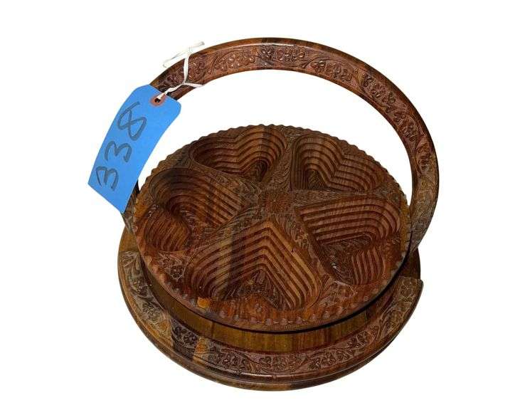 Carved Wooden 3D Fruit Basket 15.5in. Diameter image