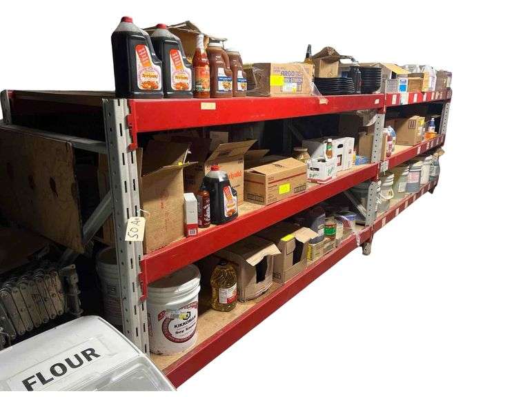 2 Sections of Pallet Racking - 3 Uprights - 6 Shelves - Overall size Approx. 18ft long x 5ft high x 40in deep - Located in Basement - Can Remove After 4pm image