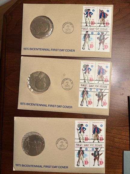 1975 bicentennial. coins first day cover image