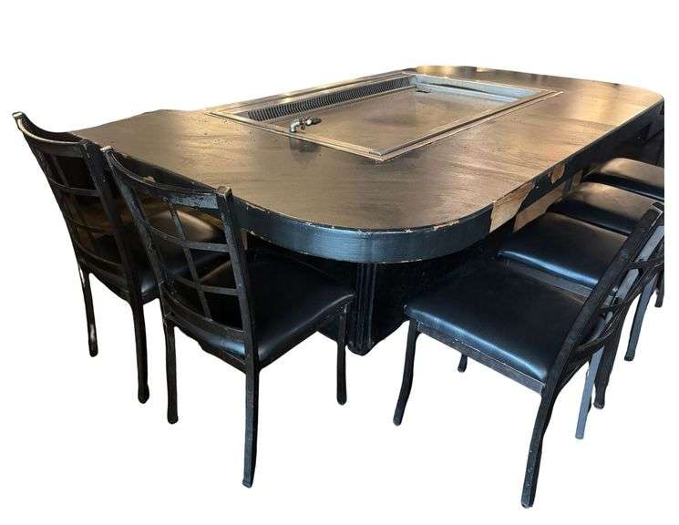Commercial Smokeless Hibachi Flat Top Griddle - (55" x 32" Griddle Only) (86" x 55" x 42" w/ Table) - Built In Ansul System - Loren Cook Co. CPV Centrifugal Vent Unit w/ Backward Inclined Aluminum Wheel (Model 1200PV) image