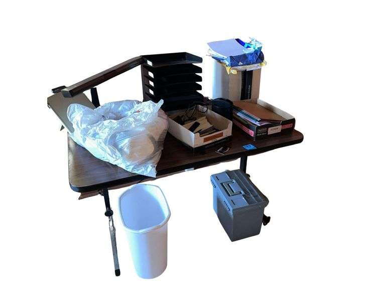 Steel/Wood Table Adjustable Height 4’ L. Xx30” D. Contents Included image