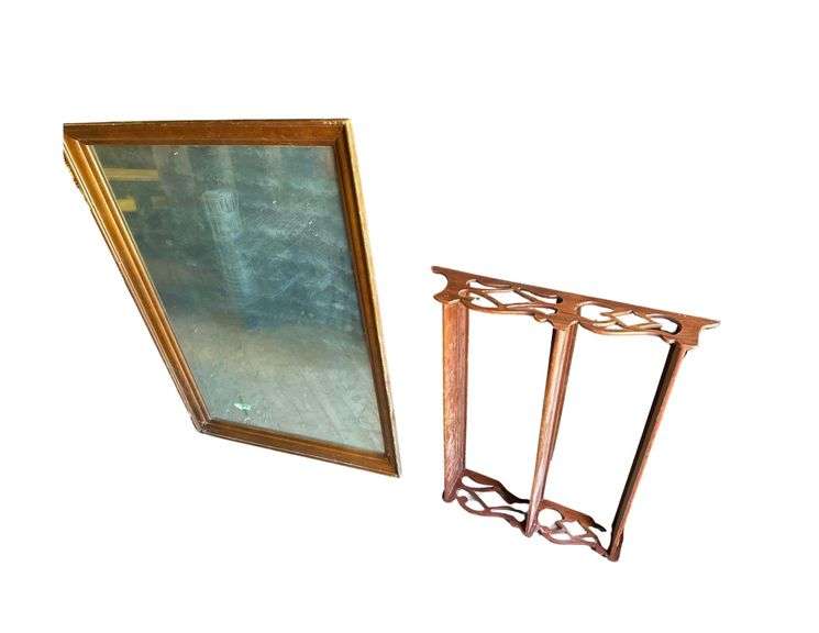 Wooden Wall Shelf & Mirror (34" x 46") image